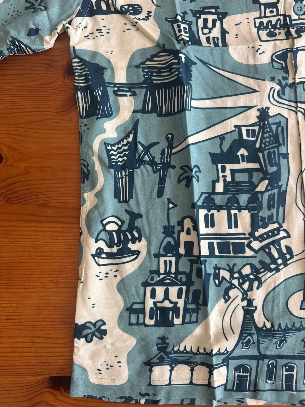 Disney Disneyland Vault 70th Anniversary Map Design Button Down Tee Shirt